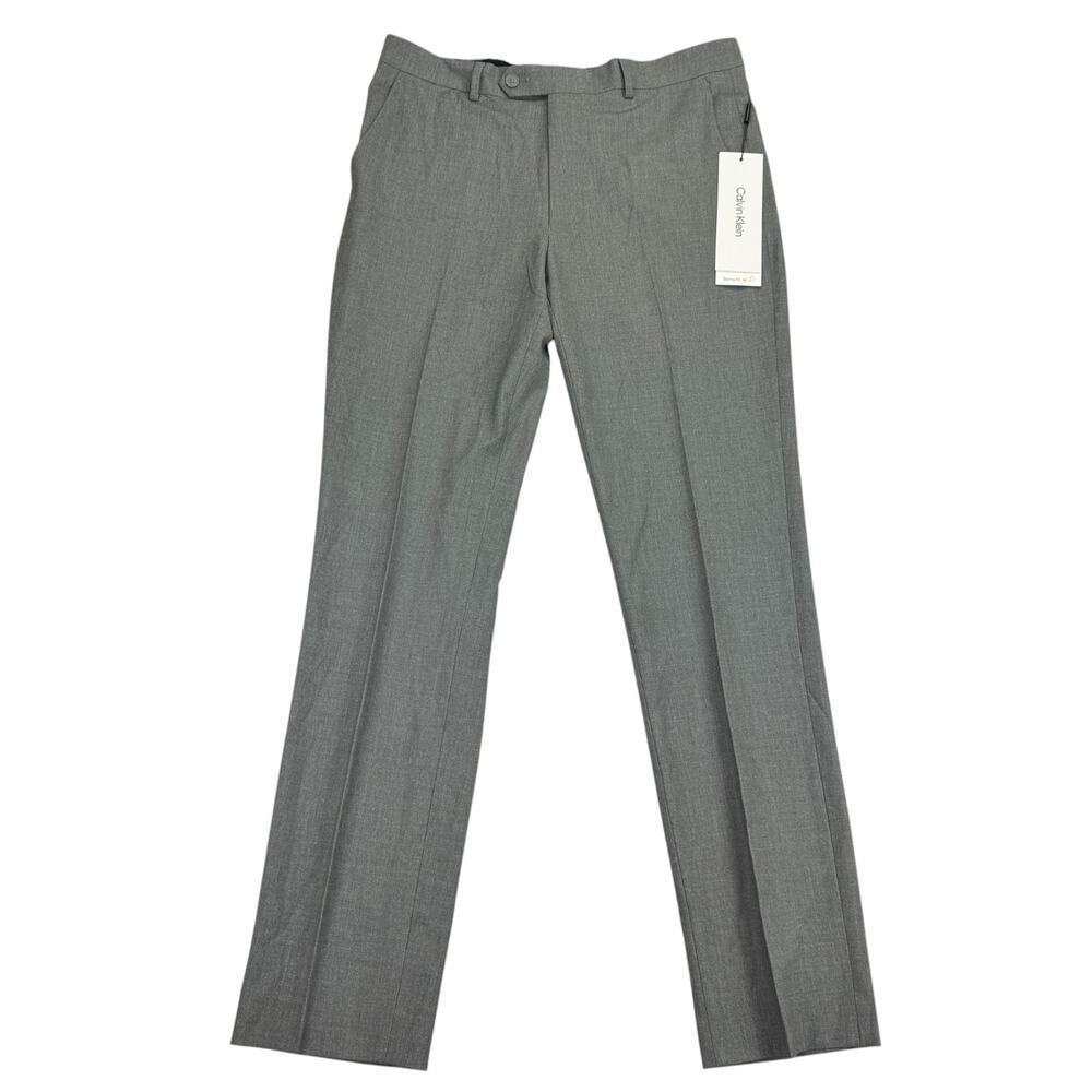 Calvin Klein Mens Infinite Stretch Skinny Fit Solid Dress Pants Gray 33x32